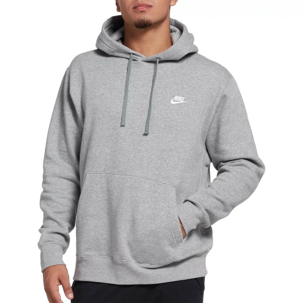 Nike Men's Size M Grey Side Swoosh Hoodie Sweatshirt Pullover Casual Comfort